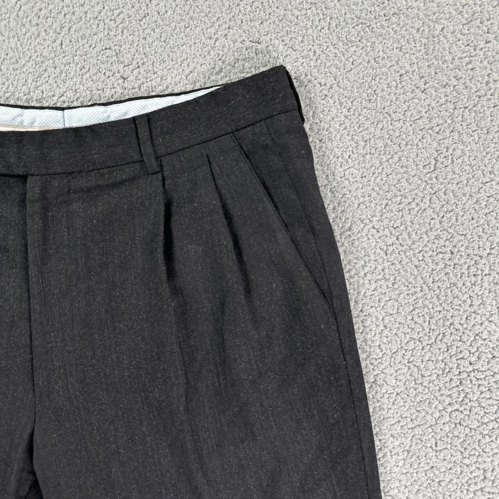 Enzo Mantovani Zignone Dress Pants Men 34x29 Black Wool Cashmere Pleated Italy